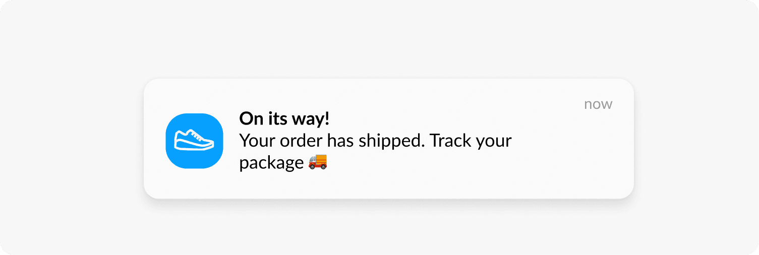 Push notification shipping update